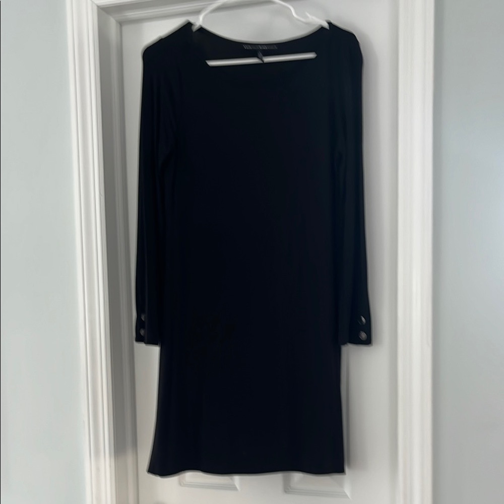 White House Black Market Black Sheath Dress Long Sleeve Bateau Neckline